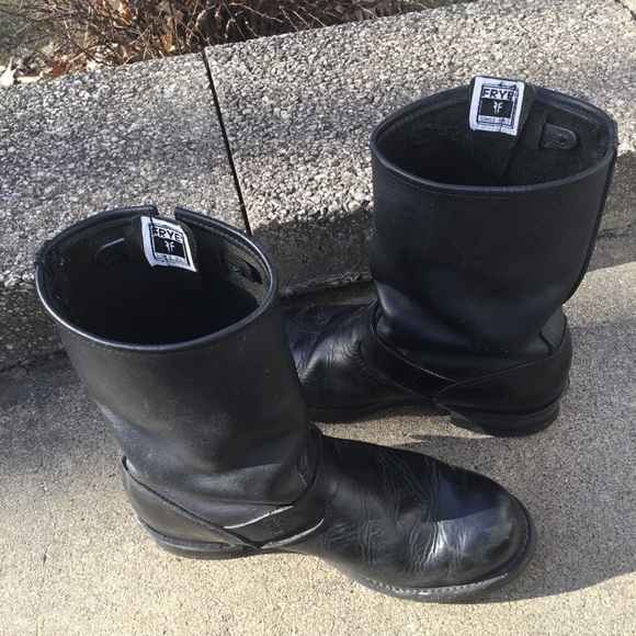 FRYE John Addison Style Black Engineer Motorcycle Boots Size 10 - Picture 7 of 14